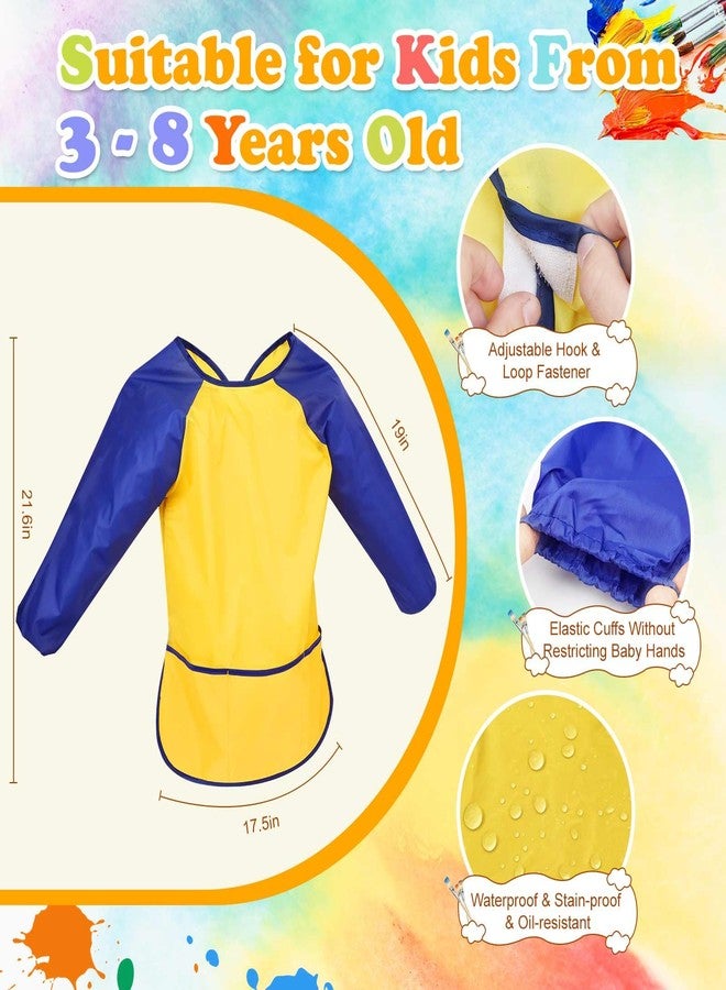Tskcos Kids Toddlers Art Smock 2 Pack, Waterproof Child Painting Apron with Long Sleeve & Pockets, Children Artist Smock for Kids Age 2-8 Painting, Crafting, Cooking - Image 3